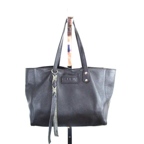 M.I.L.A Los Angeles Large Black Pebbled Leather Luxury Shoulder Tote Handbag - Picture 3 of 12